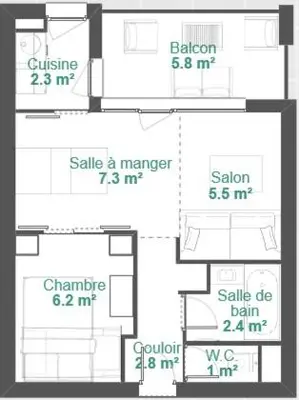 Plan de l'établissement Appartement 5 p Belle Plagne Skis aux pieds