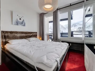 Un ou plusieurs lits dans un hébergement de l'établissement Appartement rénové 2 pièces au pied des pistes - Animaux admis - FR-1-502-584