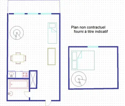 Plan de l'établissement Résidence Val Coeur Bat A - Appartement 2 pièces 4 personnes agréablement situé à Val d'Isère à 350m du centre du village et à 300m des pistes MAE-3284