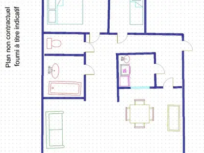 Plan de l'établissement Val d'Isère : Appartement 3 pièces, balcon, 6 pers. - FR-1-411-925