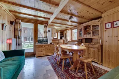 Télévision ou salle de divertissement dans l'établissement BARME DE L'OURS 2 Bel appartement dans un Chalet