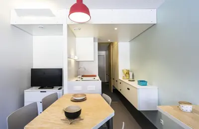 Cuisine ou kitchenette dans l'établissement Résidence Belles Challes - Studio 4 personnes pîed des pistes MAE-7934