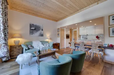 Coin salon dans l'établissement Appartement dans le centre de Val d'Isère