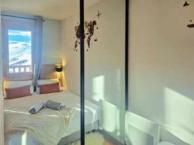 Un ou plusieurs lits dans un hébergement de l'établissement Le Refuge, 2050m La Plagne, Luxury apartment