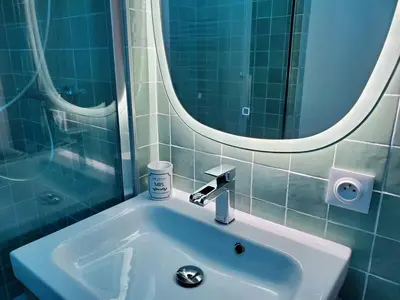 Salle de bains dans l'établissement L'Edelweiss, 2050m La Plagne, F2 Haut de gamme