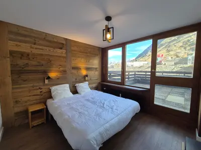 Un ou plusieurs lits dans un hébergement de l'établissement HVC B9 - Superbe 3 pièces, ski au pied - Tignes