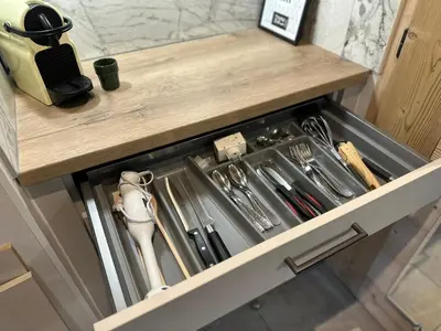 Cuisine ou kitchenette dans l'établissement Studio les Tufs pied des pistes Tignes Val Claret départ ESF