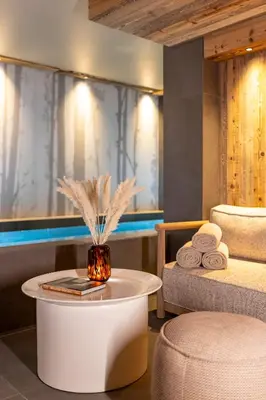 Coin salon dans l'établissement Chalet privé de Luxe IGLOO avec Piscine Sauna et Cheminée, 4 chambres, 220m2 by HOTEL MONTBLANC