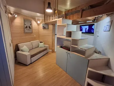 Coin salon dans l'établissement Très beau Studio au Centre de Tignes Val Claret
