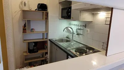 Cuisine ou kitchenette dans l'établissement Val Claret-Ski aux pieds, 4 pers, 1 chambre, Balcon Sud