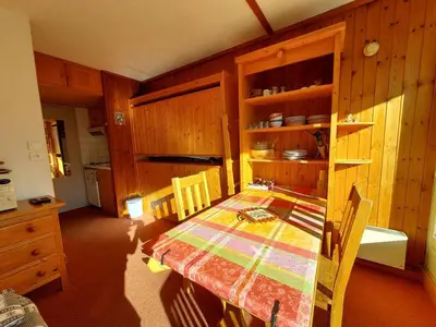 Un ou plusieurs lits dans un hébergement de l'établissement Studio cosy 17m² pour 2 pers. à Plan Peisey, animaux admis - FR-1-757-111