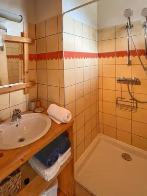Salle de bains dans l'établissement Le Refuge - 5 bedroom chalet with sauna