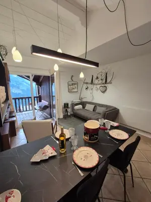 Coin salon dans l'établissement Fermes St Foy F6 - Charmant 3 pièces, ski au pied - St Foy Tarentaise