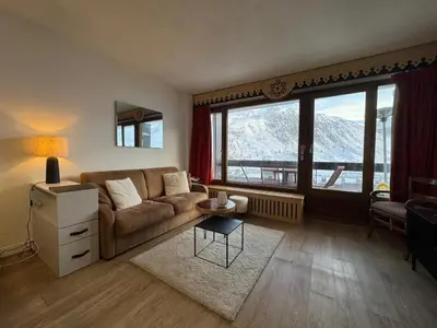 Coin salon dans l'établissement BEC452- Superbe 2 pièces, vue Lac - Tignes