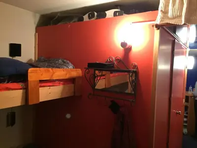 Un ou plusieurs lits dans un hébergement de l'établissement Nice Flat Le Varet Arcs 2000