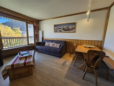 Coin salon dans l'établissement Bel appartement 4 pers, Tignes Le Lac