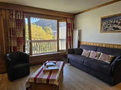 Coin salon dans l'établissement Bel appartement 4 pers, Tignes Le Lac