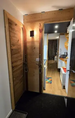 Cuisine ou kitchenette dans l'établissement Arcs 1800 Résidence Bellecote Studio 4 personnes et 1 bébé skis aux pieds