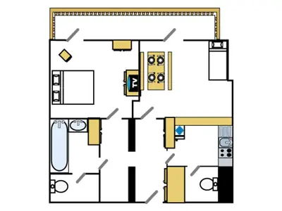 Plan de l'établissement Studio pour 3 personnes - Centre de Val d'Isère - Pieds des pistes avec WiFi - FR-1-519-38