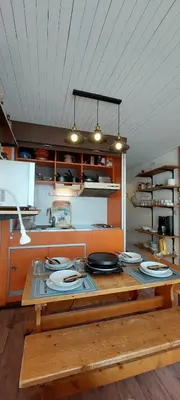 Cuisine ou kitchenette dans l'établissement Studio centre Val d'Isere
