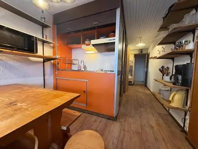 Cuisine ou kitchenette dans l'établissement Studio centre Val d'Isere