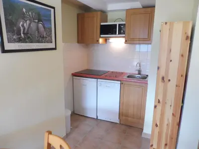 Cuisine ou kitchenette dans l'établissement Terrasses D 305 PARC NAT VANOISE appart 4 pers