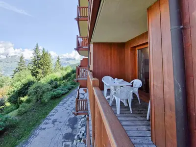 Balcon ou terrasse dans l'établissement Charmant 3 pièces avec parking et animaux admis, proche des pistes à Les Arcs 1800 - FR-1-411-966