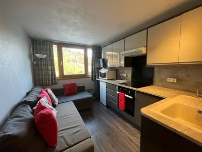 Cuisine ou kitchenette dans l'établissement Charmant studio - pied des pistes