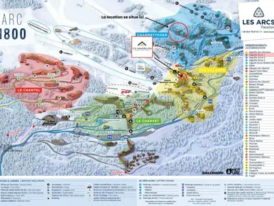 Plan de l'établissement Duplex skis aux pieds pour 6 à Arc 1800 avec balcon - FR-1-411-951