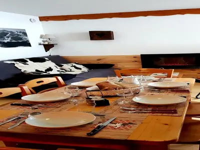 Coin salon dans l'établissement Apartment for 6 people in Val Cenis