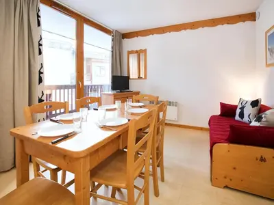 Coin salon dans l'établissement Apartment with balcony in Val Cenis