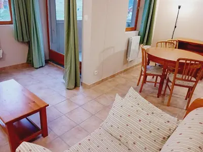 Coin salon dans l'établissement Apartment with parking in Val Cenis