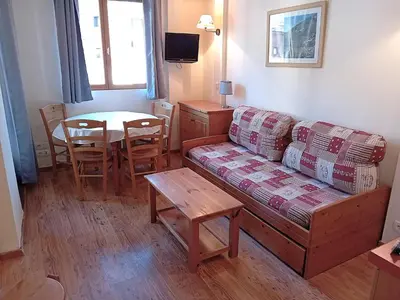 Coin salon dans l'établissement Apartment for 6 people in Val Cenis