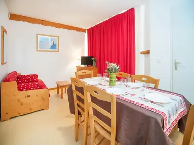 Coin salon dans l'établissement Apartment for 6 people in Val Cenis