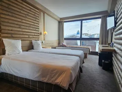 Un ou plusieurs lits dans un hébergement de l'établissement Hotel Le Ski D'or