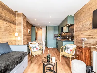 Coin salon dans l'établissement Apartment Le Hameau de Tovière-5 by Interhome