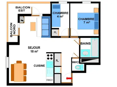Plan de l'établissement Appartement à Aussois pour 6 personnes avec balcon et accès internet - FR-1-508B-4