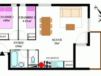 Plan de l'établissement Appartement calme à Aussois, proche navettes et activités - FR-1-508B-10