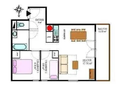 Plan de l'établissement Appartement confortable pour 6 pers avec balcon à Aussois - FR-1-508B-3