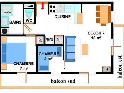 Plan de l'établissement Appartement spacieux pour 6 à Aussois avec balcon et wifi - FR-1-508B-14