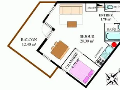 Plan de l'établissement Appartement pour 4 personnes à Aussois, quartier calme - FR-1-508B-9