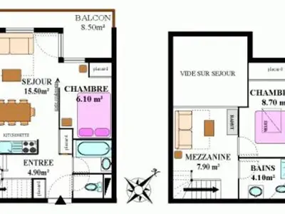 Plan de l'établissement Appartement Duplex 8 Pers, Calme, Près Navettes et Piscine - FR-1-508B-17
