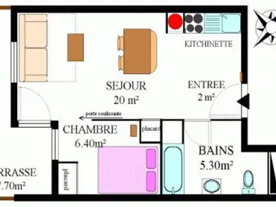 Plan de l'établissement Appartement confortable avec parking, accueil 4 pers, près des navettes à Aussois - FR-1-508B-24