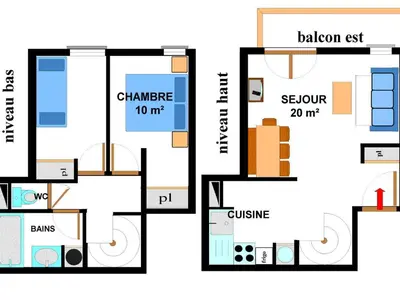 Plan de l'établissement Duplex moderne pour 6 pers avec belle vue montagne, balcon et WIFI - FR-1-508B-34