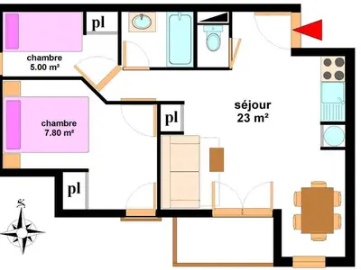 Plan de l'établissement Appartement 6 pers à Aussois avec parking - FR-1-508B-49