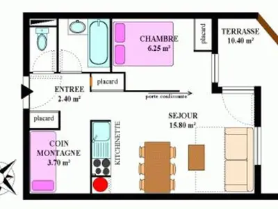 Plan de l'établissement Appartement calme avec terrasse, proche navettes, 5-6 pers., parking - FR-1-508B-27