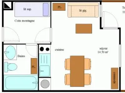 Plan de l'établissement Appartement cosy à Aussois pour 3/4 pers, proche navettes - FR-1-508B-18