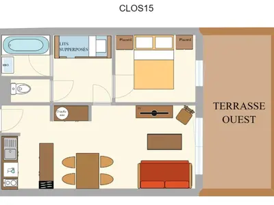Plan de l'établissement Appartement spacieux 6 personnes avec WIFI à Aussois - FR-1-508B-36
