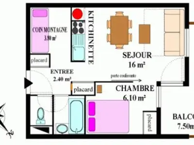 Plan de l'établissement Appartement confortable pour 5/6 pers, wifi gratuit - FR-1-508B-21