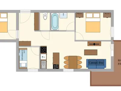 Plan de l'établissement Appartement spacieux 6 pers, balcon, WIFI - FR-1-508B-22